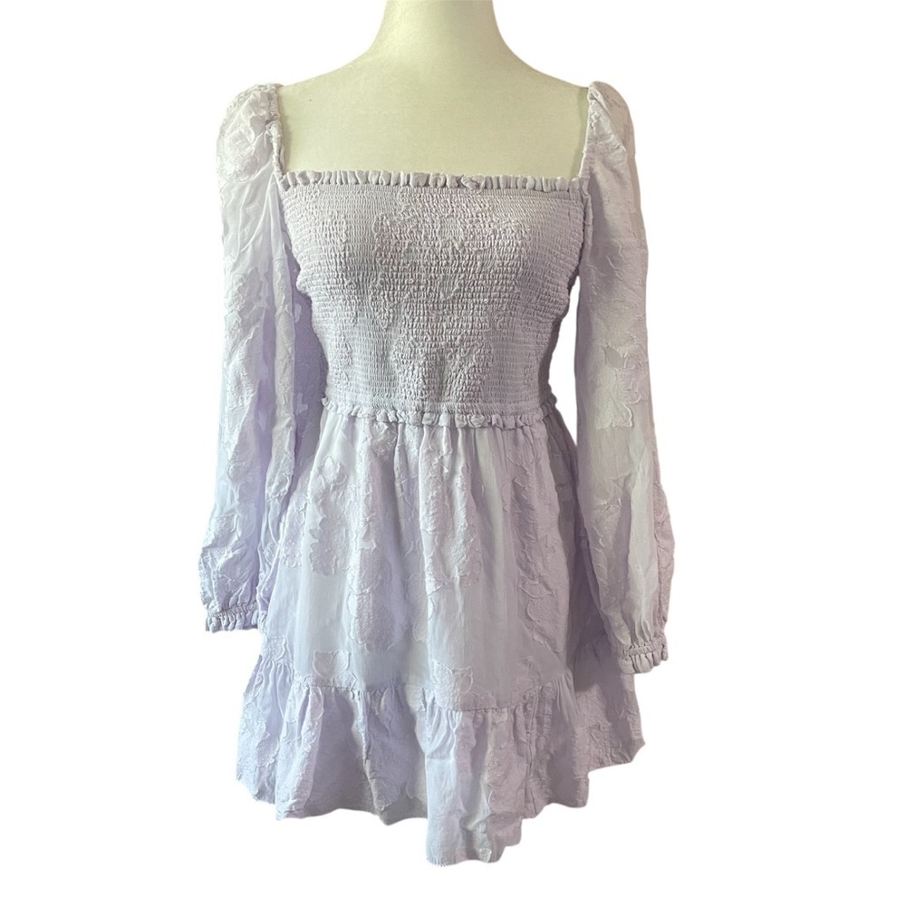Aritzia Wilfred Lilac Tempest Peasant Boho Mini Dress US M